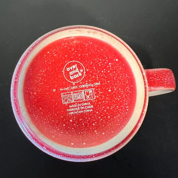 Pair of OVER AND BACK Ivory & Red Paint Splatter Design Stackable Stoneware Mugs - Picture 9 of 10